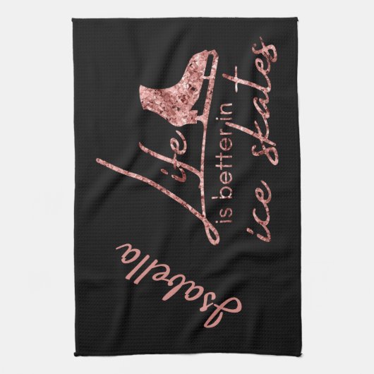 アイススケートで滑るタオルのブレードロゼゴールドスケートのライフをより良くする キッチンタオル (縦)