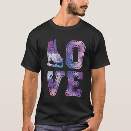 アイススケートで滑るトップWho Love姿スケートで滑るおもしろい Tシャツ (正面)