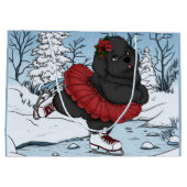 アイススケートで滑るニューファンドランドパピードッグ ラージペーパーバッグ (裏面)