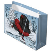 アイススケートで滑るニューファンドランドパピードッグ ラージペーパーバッグ (正面アングル)