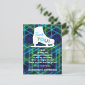 アイススケートで滑るネオングローボーイズ誕生日パーティー サンキューカード (スタンド正面)