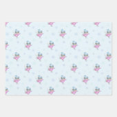 アイススケートで滑るネズミパステルウォーターカラー3クリスマス ラッピングペーパーシート (正面2)