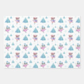 アイススケートで滑るネズミパステルウォーターカラー3クリスマス ラッピングペーパーシート (正面)