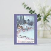 アイススケートで滑るバイムーンライトヴィンテージクリスマス シーズンポストカード (スタンド正面)