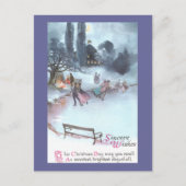 アイススケートで滑るバイムーンライトヴィンテージクリスマス シーズンポストカード (正面)