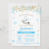 アイススケートで滑るバースデーパーティーブルースケート招待状 招待状 (正面)