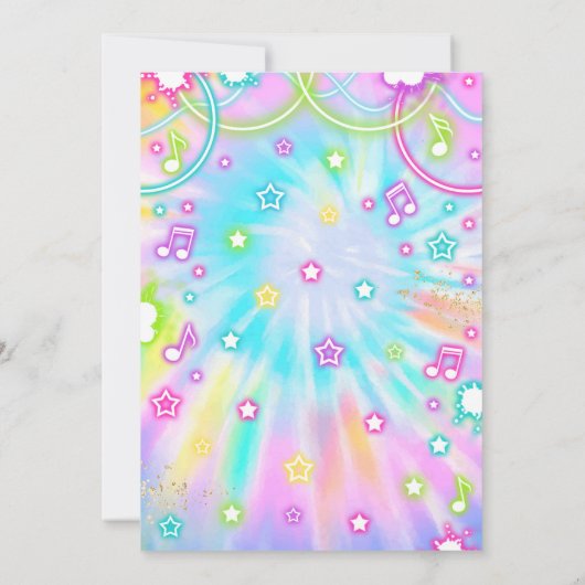 アイススケートで滑るバースデーパーティー絞り染めグロースケートで滑る 招待状 (裏面)