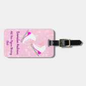 アイススケートで滑るパーソナライズされたピンクスケートで滑るクラブ/アドレス ラゲッジタグ (正面横)