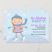 アイススケートで滑るパーティの招待状とガールスケートで滑る 招待状 (正面/裏面)