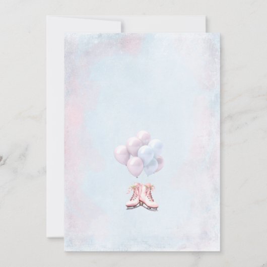 アイススケートで滑るパーティーウィンターピンクブルーガール誕生日 招待状 (裏面)