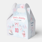アイススケートで滑るパーティーピンクスノーウィンターガール誕生日 フェイバーボックス (正面サイド)