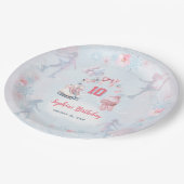 アイススケートで滑るパーティーピンクブルーウィンターガール誕生日 ペーパープレート (アングル)