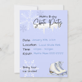アイススケートで滑るパーティー冬誕生日招待状 招待状