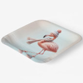 アイススケートで滑るピンクフラミンゴ ペーパープレート (傾斜あり)