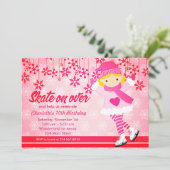 アイススケートで滑るブライトピンクガーリーパーティー 招待状 (スタンド正面)