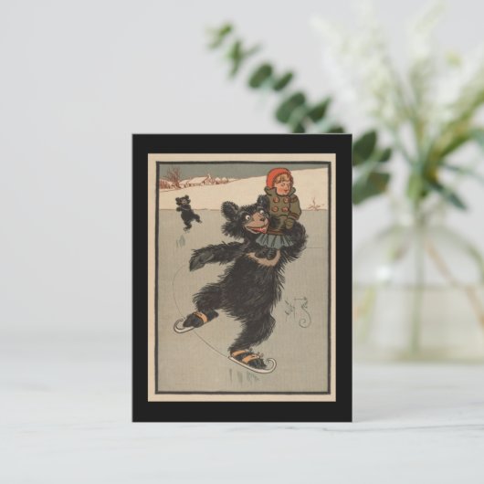 アイススケートで滑るベア ポストカード (スタンド正面)