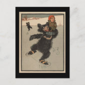 アイススケートで滑るベア ポストカード (正面)