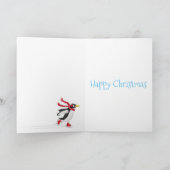 アイススケートで滑るペンギンクリスマスカード カード (内部)