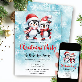 アイススケートで滑るペンギンズブルーフェスティバルクリスマスパーティー 招待状