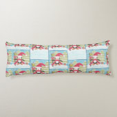 アイススケートで滑るペンギン柄ブルー体枕 ボディピロー (裏面)