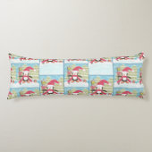 アイススケートで滑るペンギン柄ブルー体枕 ボディピロー (正面)