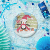 アイススケートで滑るペンギン紙プレート ペーパープレート (パーティー)