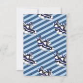 アイススケートで滑るボーイバースデーパーティーブーストライプル サンキューカード (裏面)