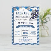 アイススケートで滑るボーイ誕生日パーティーの招待 招待状 (スタンド正面)