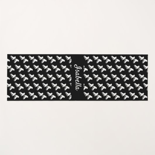 アイススケートで滑るヨガマットスケートパターン白黒 ヨガマット (正面(横))