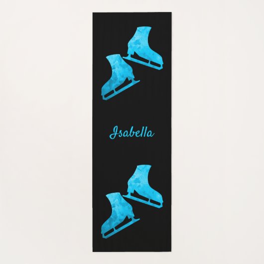 アイススケートで滑るヨガマットスケートペアパターンターコイズ ヨガマット (裏面)