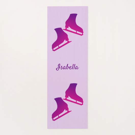 アイススケートで滑るヨガマットスケート柄ピンク ヨガマット (裏面)