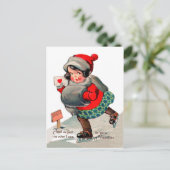 アイススケートで滑るラブレターの女の子。セントバレンタイン ポストカード (スタンド正面)