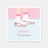 アイススケートで滑るリンク女の子の誕生日パーティー用品 スタンダードカクテルナプキン (正面)