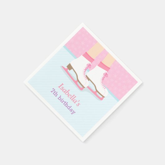 アイススケートで滑るリンク女の子の誕生日パーティー用品 スタンダードカクテルナプキン (角)