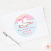 アイススケートで滑るリンク女の子バースデーパーティードコール ラウンドシール (封筒)