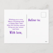 アイススケートで滑るレッドヘアガールメリークリスマスホリデー シーズンポストカード (裏面)