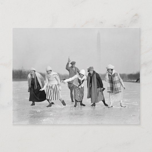 アイススケートで滑るレース， 1925 ポストカード (正面)