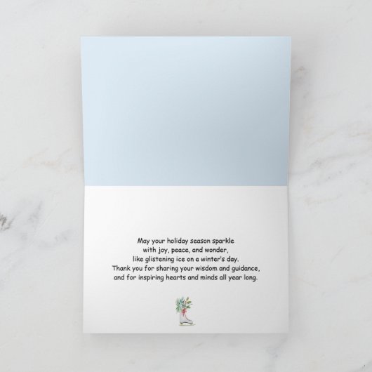 アイススケートで滑る先生クリスマスドッグアイススケートで滑る カード (内部)