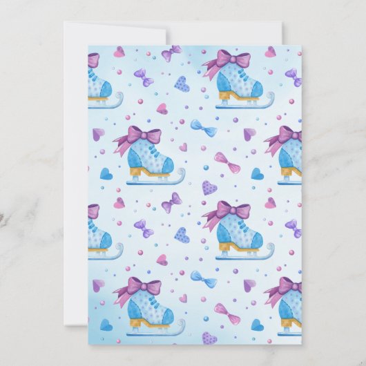 アイススケートで滑る凍っていフェアリーテールスノーフレーク誕生日 招待状 (裏面)