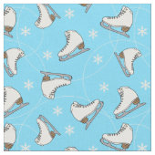 アイススケートで滑る姿スケーターウィンターブルーパターン（の模様が）ある ファブリック (クローズアップ)