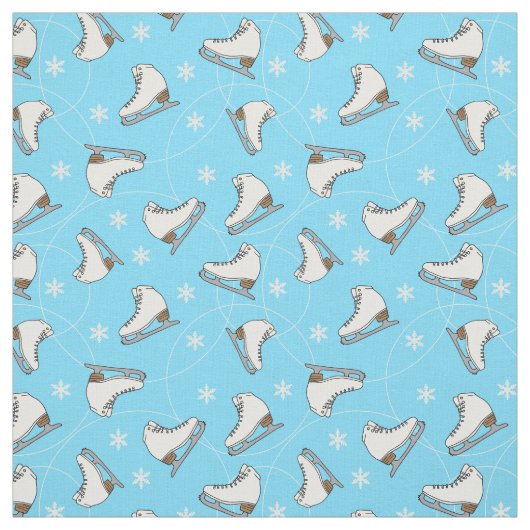 アイススケートで滑る姿スケーターウィンターブルーパターン（の模様が）ある ファブリック (見本)