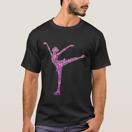 アイススケートで滑る姿スケーター Tシャツ (正面)