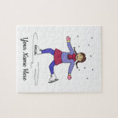 アイススケートで滑る姿スパーソナライズされたカー名 ジグソーパズル (横)