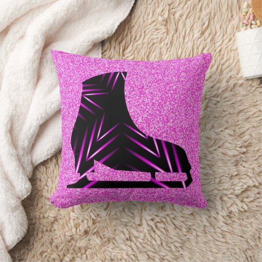 アイススケートで滑る枕-ピンク生まれトゥアイススケート クッション (ブランケット)