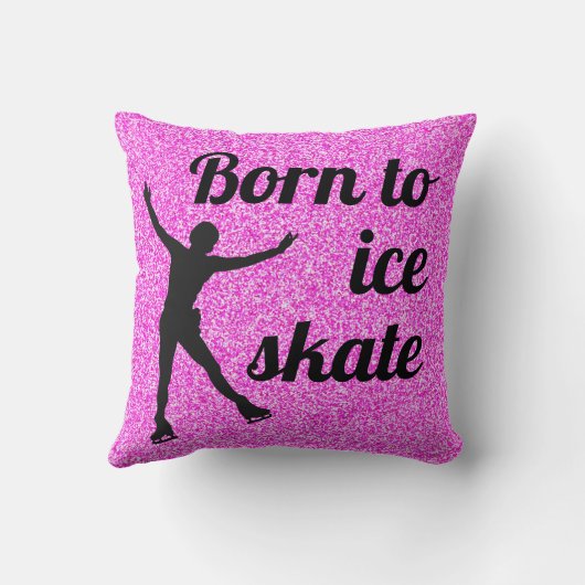 アイススケートで滑る枕-ピンク生まれトゥアイススケート クッション (裏面)