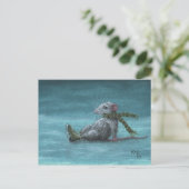 アイススケートで滑る葉書 ポストカード (スタンド正面)