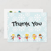 アイススケートで滑る誕生日サンキューハガキ ポストカード (正面/裏面)