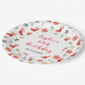 アイススケートで滑る誕生日パーティレッド ペーパープレート (アングル)