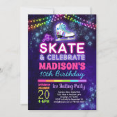 アイススケートで滑る誕生日パーティーの招待状 招待状 (正面)