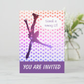 アイススケートで滑る誕生日パーティーの招待状（星） 招待状 (スタンド正面)